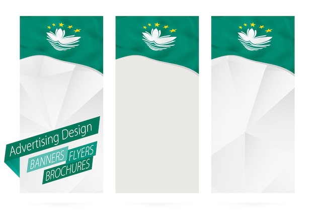 Ontwerp van banners flyers brochures met vlag van Macau