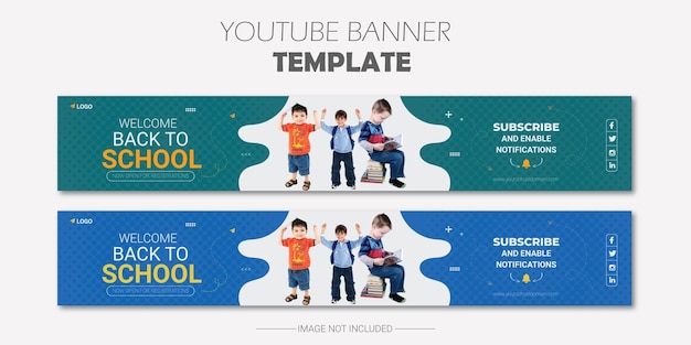 Vector ontwerp van banners voor sociale media voor de toelating van kinderen naar school