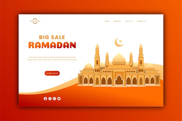 Ontwerp van bestemmingspagina voor grote verkoop van Ramadan Kareem