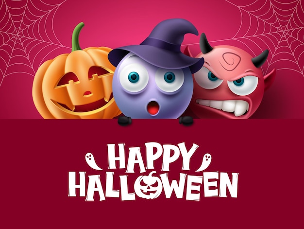 Ontwerp van de achtergrond van Halloween-tekens Gelukkige halloween-tekst in rode ruimte met griezelig spooky