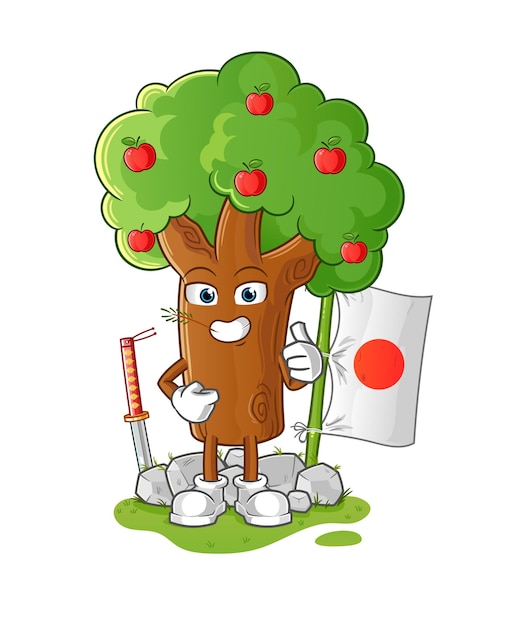 Ontwerp van de appelboom het japanse illustratie