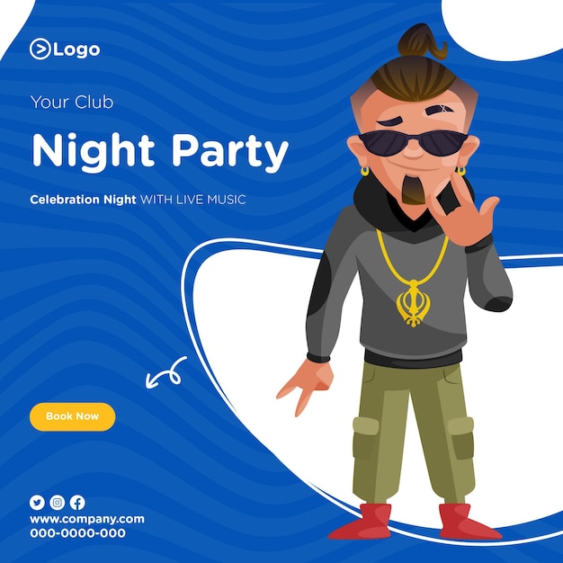 Ontwerp van de banner van club night party