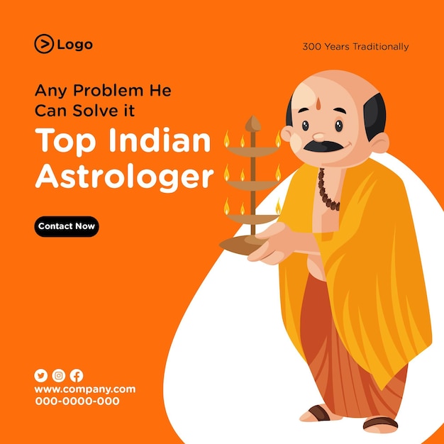 Ontwerp van de banner van de top Indiase astroloog sjabloon