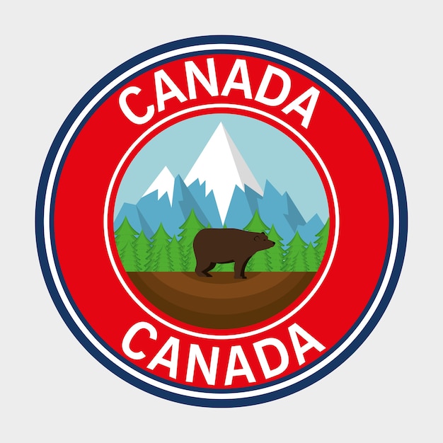 Ontwerp van de grizzly het canadees kader vectorillustratie