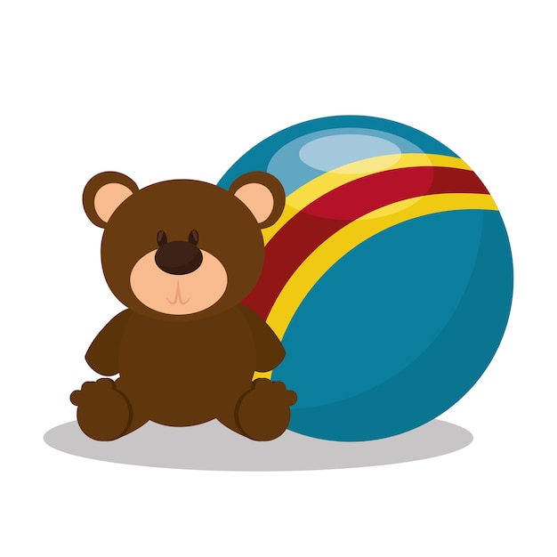 ontwerp van de het pictogram het vectorillustratie van teddy en van het ballon