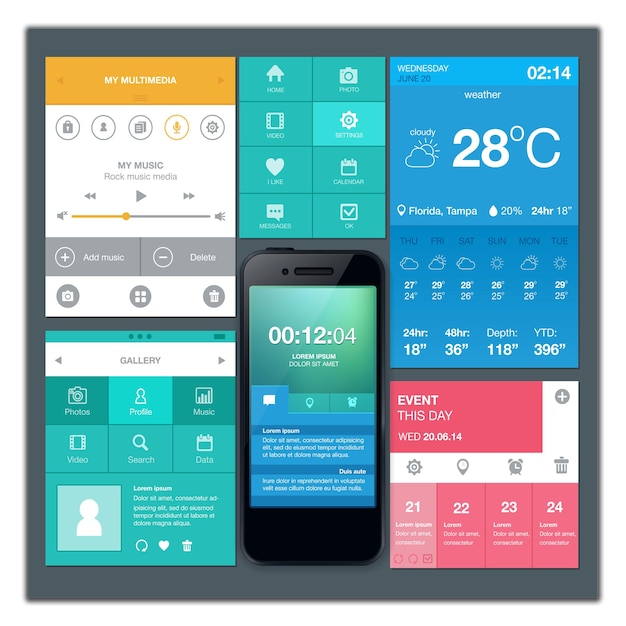 Ontwerp van de interface van de mobiele app
