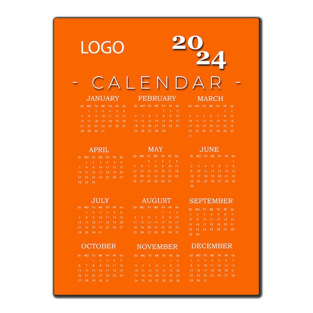 Vector ontwerp van de kalender voor 2024