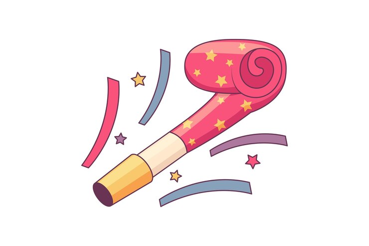 Vector ontwerp van de new year whistle sticker