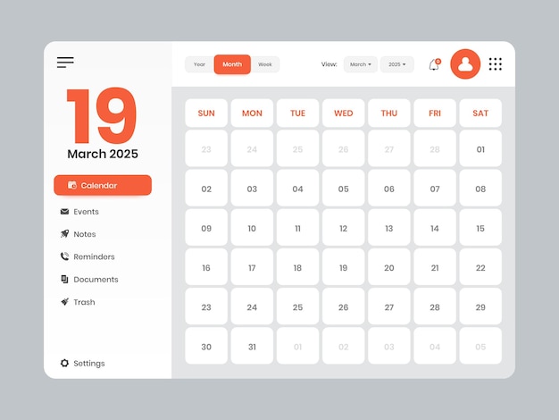 Ontwerp van de webinterface van de kalender-app