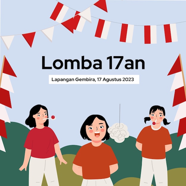 Vector ontwerp van een banner voor de onafhankelijkheidsdag van indonesië