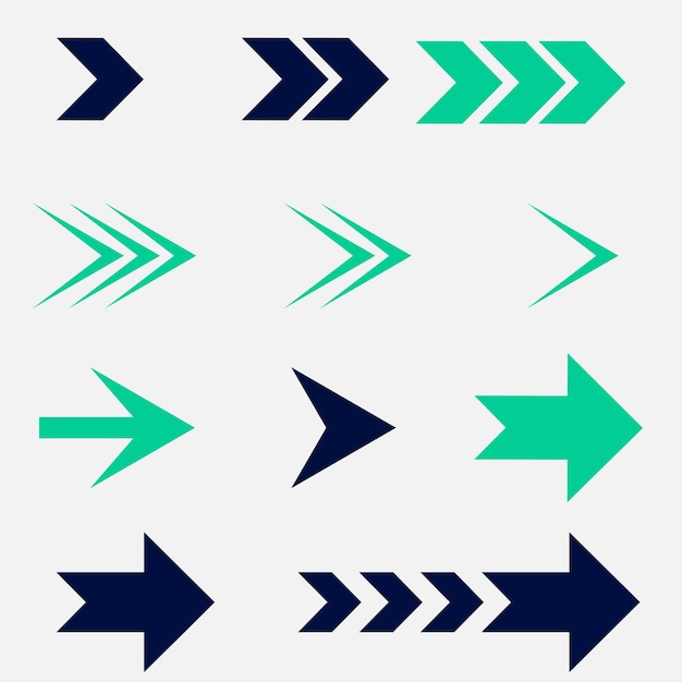 Ontwerp van een reeks richtingspijltekens of -iconen