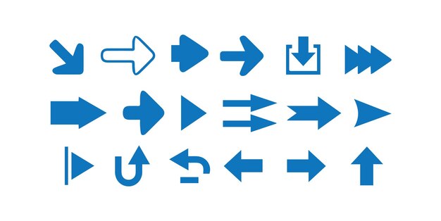 Ontwerp van een reeks richtingspijltekens of -iconen