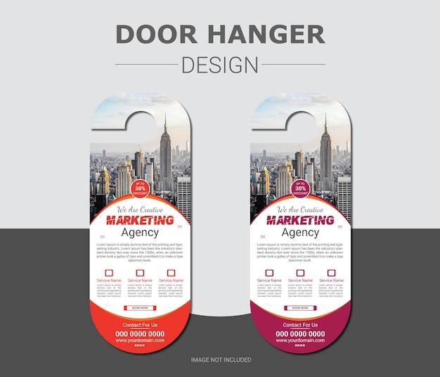 Vector ontwerp van een sjabloon voor een deurhanger voor bedrijfsbureaus