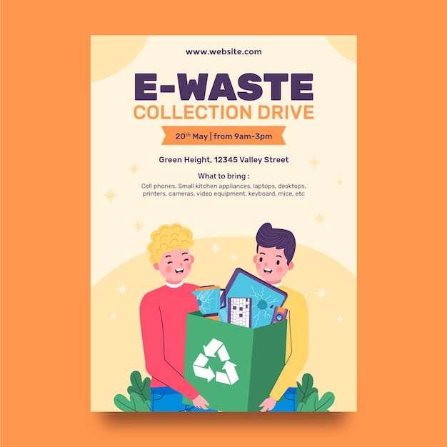 Vector ontwerp van een sjabloon voor een e-wasteposter