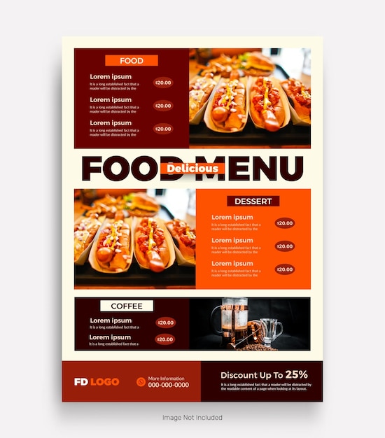 Ontwerp van een sjabloon voor een menu-flyer en een poster voor de promotie van een restaurant