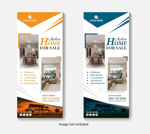 ontwerp van een sjabloon voor een roll-up banner of display standee van een vastgoedmaatschappij