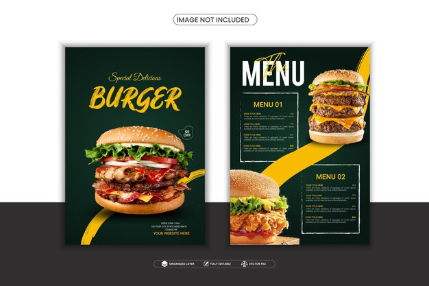 Vector ontwerp van een sjabloon voor menu's en flyers voor restaurants