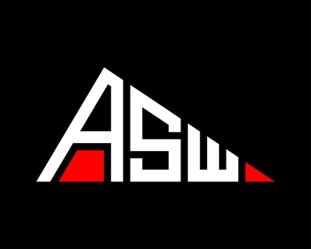 Vector ontwerp van het logo met de letter asw in driehoekvorm