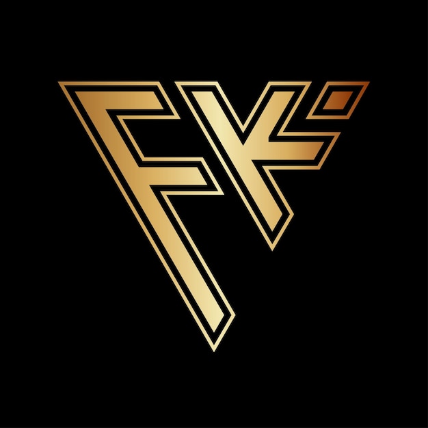 Vector ontwerp van het logo met driehoekige letters f en k