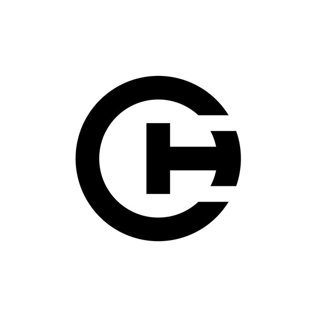 Vector ontwerp van het logo met het lettermonogram van de cirkel ch of hc