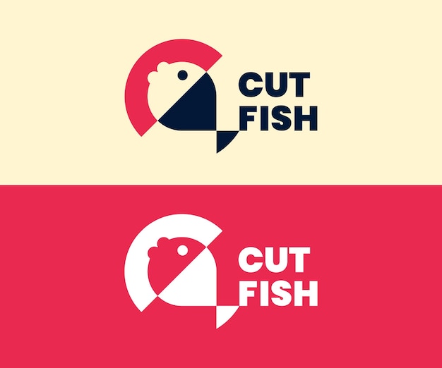 Ontwerp van het logo van cut fish
