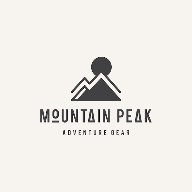 Ontwerp van het logo van de bergtop Outdoor hiking adventure icon set Travel symbol Vector