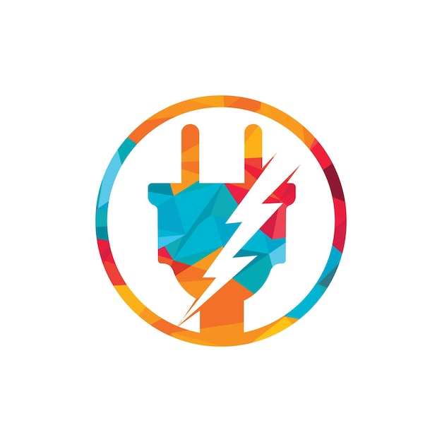 Ontwerp van het logo van de elektrische stekker en de bliksemvector
