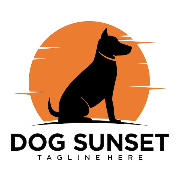 Ontwerp van het logo van de zonsondergang van de hond