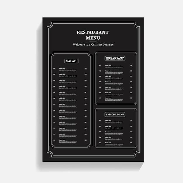 Ontwerp van het menu van een restaurant