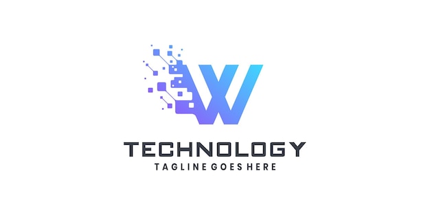 Ontwerp van het W-logo voor technologie