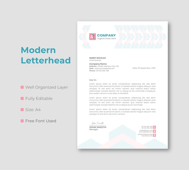 Ontwerp van letterhoofdsjabloon voor bedrijven en vennootschappen
