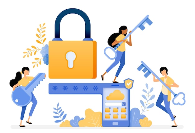 ontwerp van mobiel beveiligingssysteem met wachtwoord en slimme beveiligingstechnologie.
