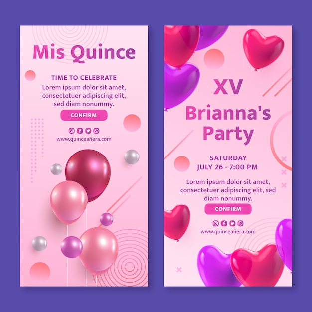 Vector ontwerp van quinceanera-banners met verloop