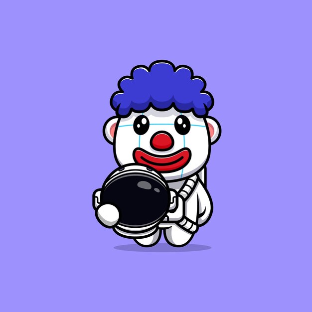 Ontwerp van schattige clown astronaut karakter mascotte llustration
