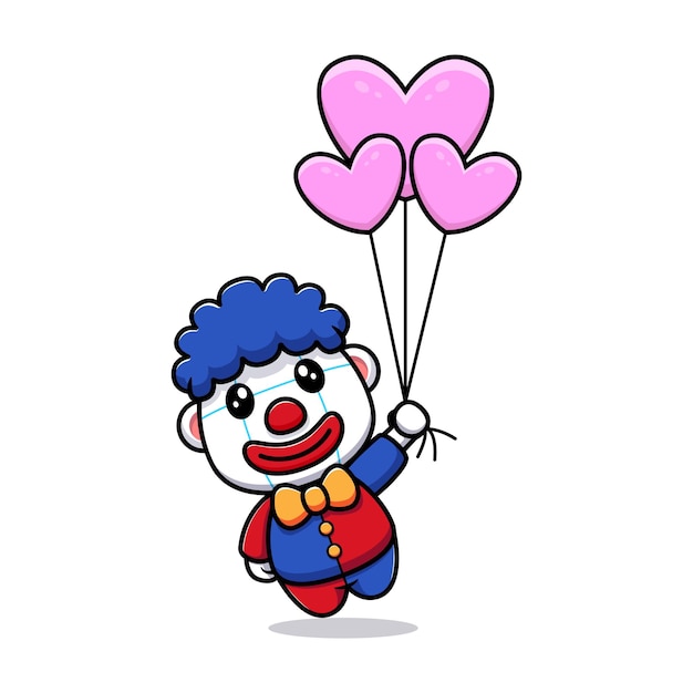 Ontwerp van schattige clown drijvend met ballon karakter mascotte llustration