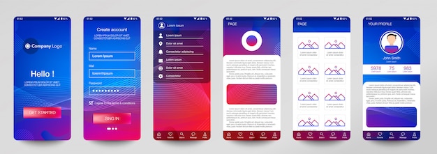 Ontwerp van set mobiele applicatie, UI, UX.