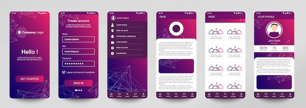 Ontwerp van set mobiele applicatie, UI, UX.