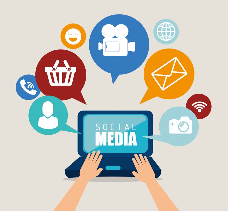 Vector ontwerp van sociale media met multimediapictogrammen
