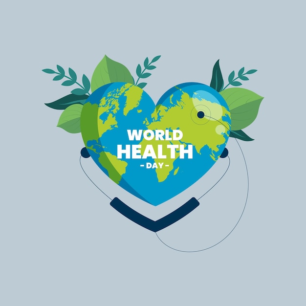 Ontwerp van sticker en achtergrondposter voor de Wereldgezondheidsdag