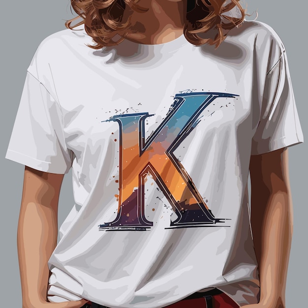 Vector ontwerp van t-shirts met de letter k