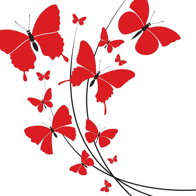 ontwerp van verschillende rode vlinders