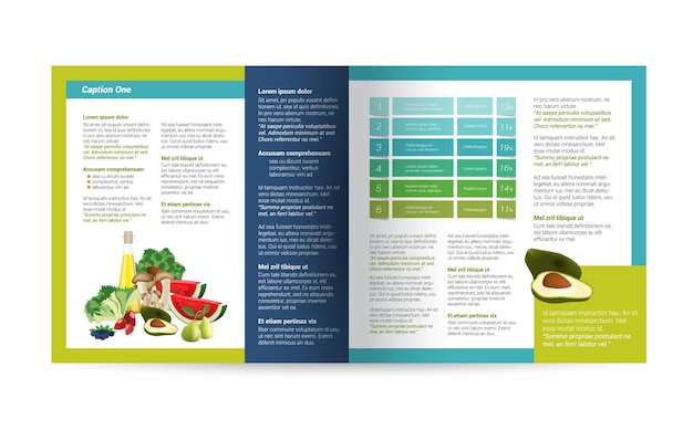 Ontwerp van voedselbrochures tijdschriftlay-out voor infographics