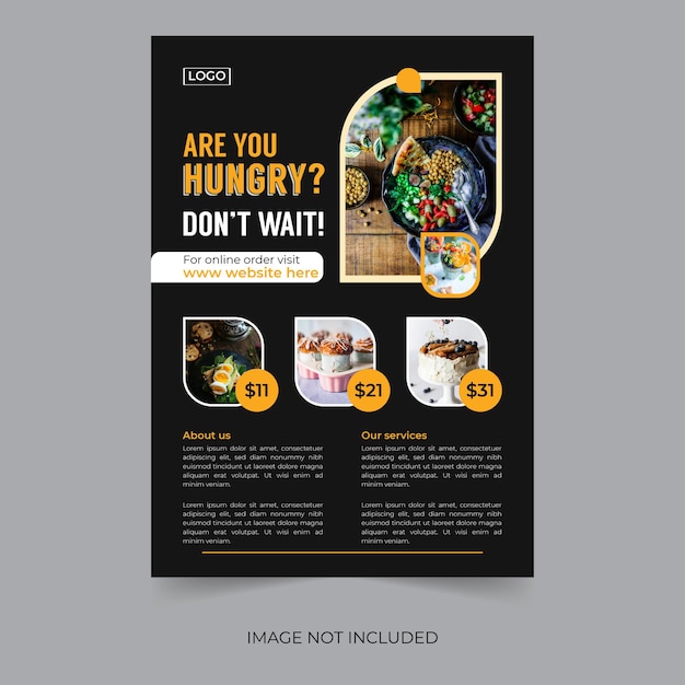 Vector ontwerp van voedselflyers voor restaurantmenukaart of voedselpromotie
