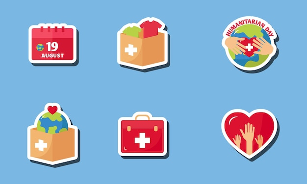 Ontwerp van wereld humanitaire stickerset