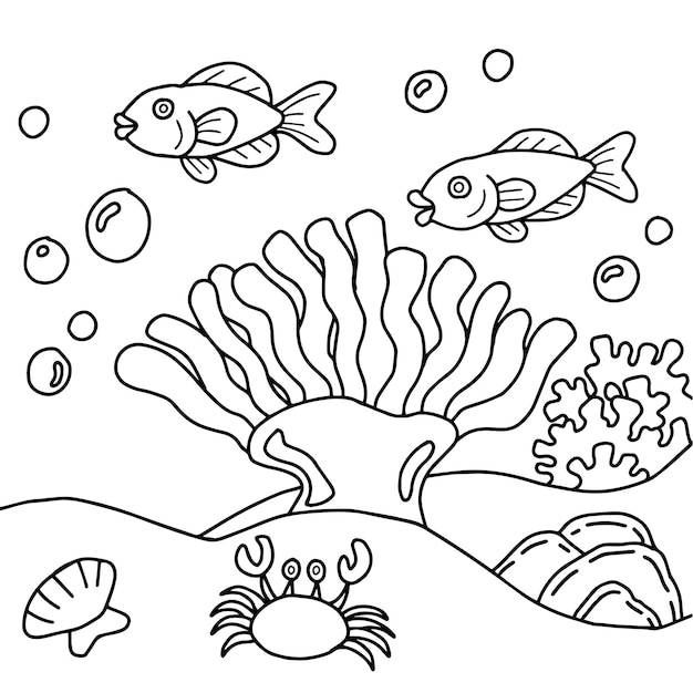 Ontwerp Vector Fish Aquarium Kleurplaat voor Kid
