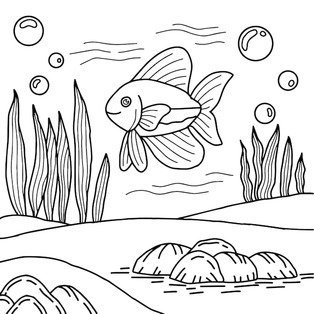 Ontwerp vector fish aquarium kleurplaat voor kid