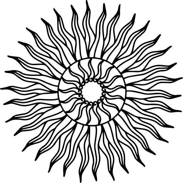 Ontwerp Vector Zonnestralen Mandala voor Tattoo en Kleurplaat