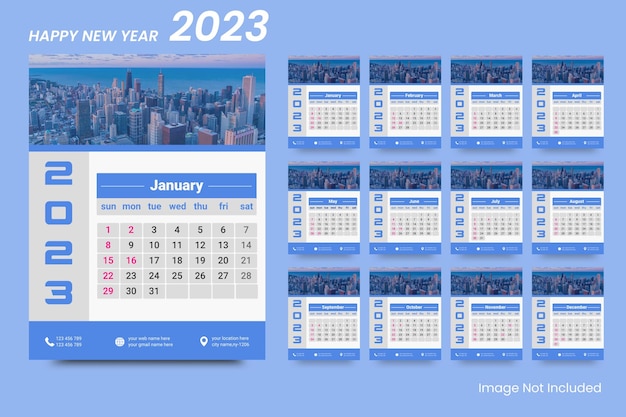 ontwerp voor kalendersjabloon voor 2023