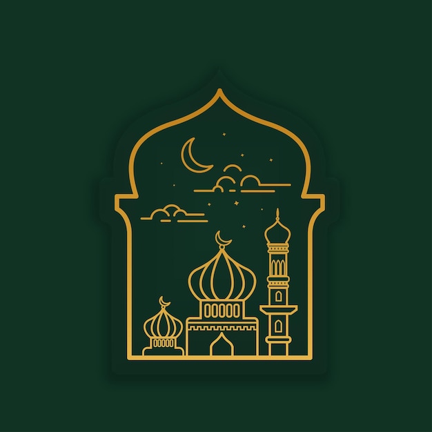 Ontwerp voor Ramadan Kareem islamitische achtergrond lijn kunst stijl vectorillustratie