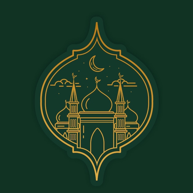 Ontwerp voor Ramadan Kareem islamitische achtergrond lijn kunst stijl vectorillustratie